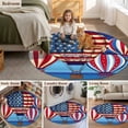 thumbnail image 6 of Independence Day Washable Round Area Rug 3 ft, America The Beautiful Red Blue USA Flag, Soft Non Slip Rugs Stain Repellent Indoor Felt Carpet for Living Dining Room Bedroom Home Office, 6 of 9