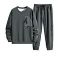 thumbnail image 2 of VBTAPA Big and Tall Sweatsuits Mens 2 Piece Outfits Zipper Pocket Crewneck Sweatshirt and Drawstring Sweatpants Casual Track Suits Hip Hop Streetwear Sales of Today Gray L, 2 of 7