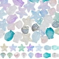 thumbnail image 1 of 1 caja de 150 piezas de cuentas de estrella de mar, cuentas de concha de pez de vidrio a granel, color azul, rosa y verde, dijes de animales marinos de verano, separadores sueltos de doble cara, 1 of 6