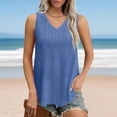 thumbnail image 2 of Admvng Summer Tops for Women Casual Solid Color Sleeveless V-neck Hem Curved Pullover S-2XL, 2 of 7