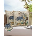 thumbnail image 6 of Pack of 2 Outdoor Pillow Covers, Animal World Elephant Lion Tiger Bear in Forest Retro Old Newspaper Waterproof Square Throw Pillowcase Cushion Decorative Pillow Covers for Couch Patio Tent, 18x18 in, 6 of 6