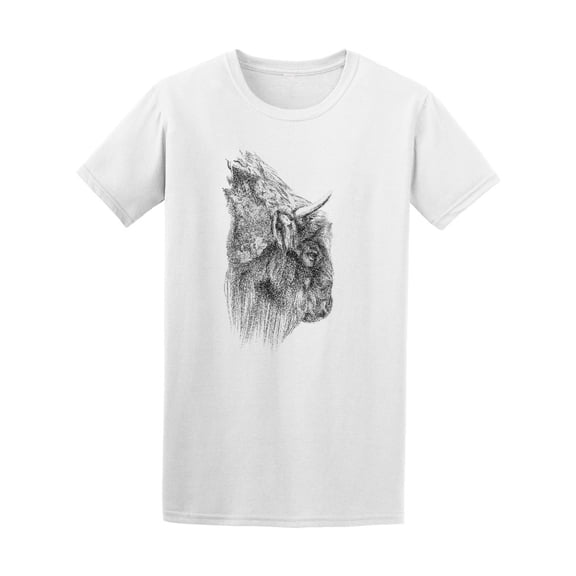 Bison Profile Pencil Drawing Tee Men's -Image by Shutterstock