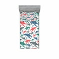thumbnail image 2 of Ambesonne Fish Fitted Sheet & Pillow Sham Set, Colorful Shark Patterns, Queen, Multicolor, 2 of 3