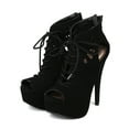 thumbnail image 5 of Qupid AH47 Women Nubuck Peep Toe Lace Up Stiletto Platform Heel, 5 of 6