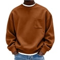 thumbnail image 2 of Crewneck Sweatshirt Nelozsy Men's Solid Color Crew Neck Loose Long Sleeve Comfortable Hoodies Sweatshirts Tops Brown XL, 2 of 5