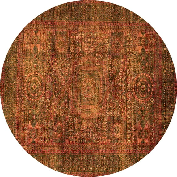 Ahgly Company Indoor Round Abstract Orange Modern Area Rugs, 5' Round