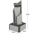 thumbnail image 3 of DecMode Light Gray Geometric 2 Tier Fountain Indoor Outdoor Decor with LED Light, 3 of 8