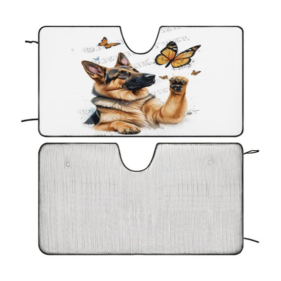 German Shepherd Windshield Sun Shade for Car SUV Truck, Car Sun Shade Windshield, Car Shades for Front Windows, Sunshade for Car Windshield, Protector Blocks UV 55"x30"