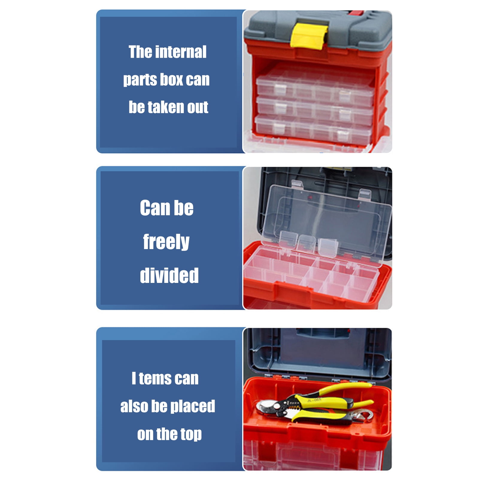 BIBABLYKE Plastic Box Organizer with Adjustable Compartment, Sewing Organizer, Craft & Art Supply Multipurpose Storage Box