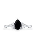 thumbnail image 5 of Rosec Jewels 0.75 CT Teardrop Black Onyx Engagement with Diamond Trio for Women, 10K White Gold, US 5.00, 5 of 9