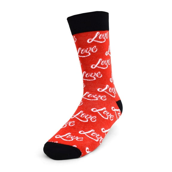 Urban-Peacock Men's Novelty Fun Crew Socks for Dress or Casual - Love - Red