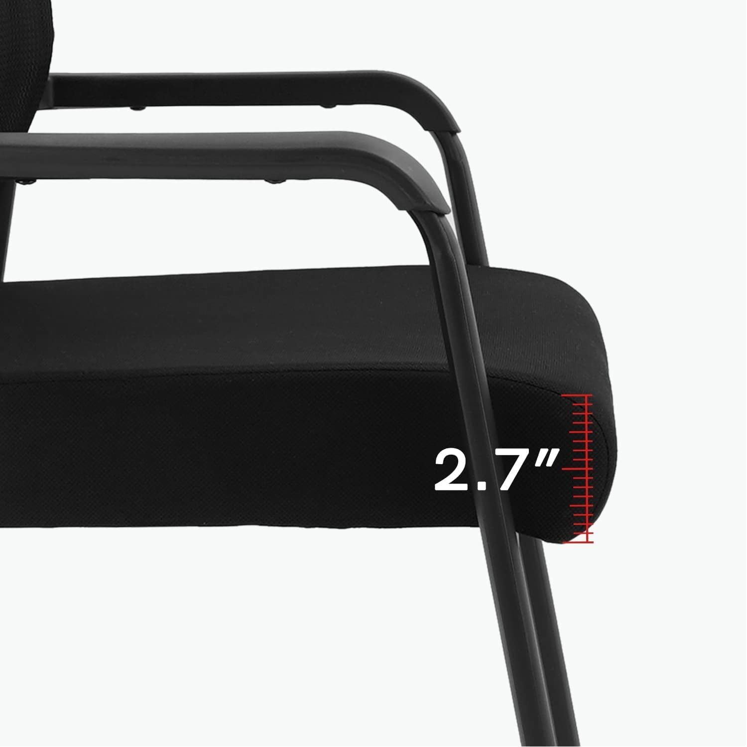 KLASIKA Waiting Room Chairs with Wheels, Adjustable Mesh Backrest, Desk Chair with Ergonomic Lumbar Support and Thickened Seats Cushion, Black