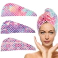 thumbnail image 1 of Paquete de 3 toallas para secar el cabello YONGSHENG con gorro de ducha antiencrespamiento súper absorbente, 1 of 5