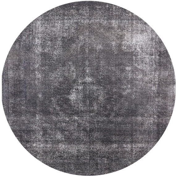 Ahgly Company Machine Washable Indoor Round Industrial Modern Gunmetal Gray Area Rugs, 4' Round