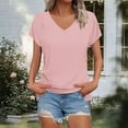 thumbnail image 6 of Lmnyox V Neck T Shirt for Women Short Sleeve Casual Loose Summer Shirts Solid Color Fashion Basic Tees Tops, 6 of 7