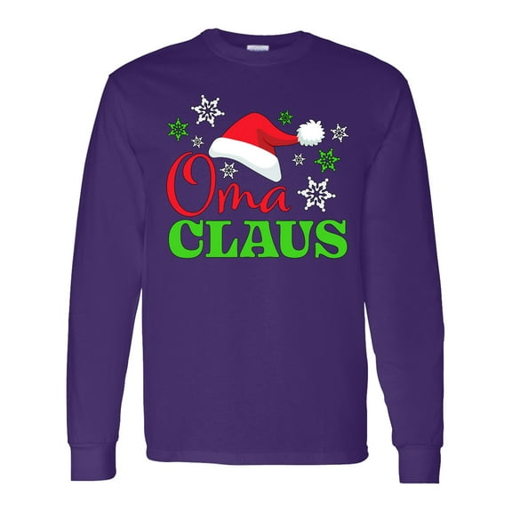 Inktastic Oma Claus with Christmas Santa Hat and Snowflakes Long Sleeve T-Shirt