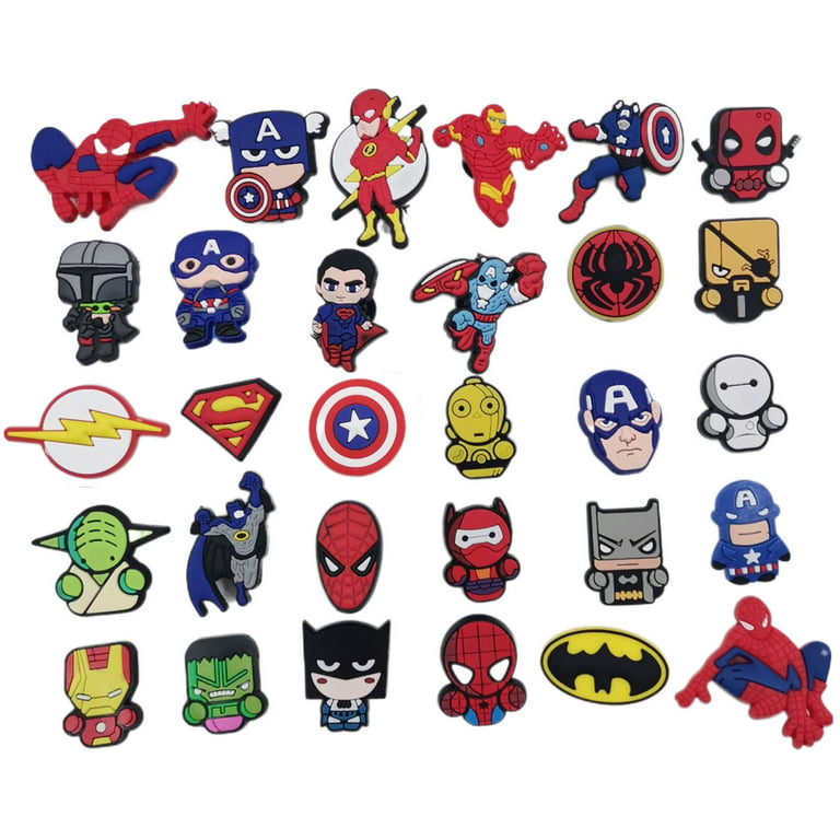 ZILEFSILK 30PCS Superhero Spider Shoes Charms Accessories Pack for