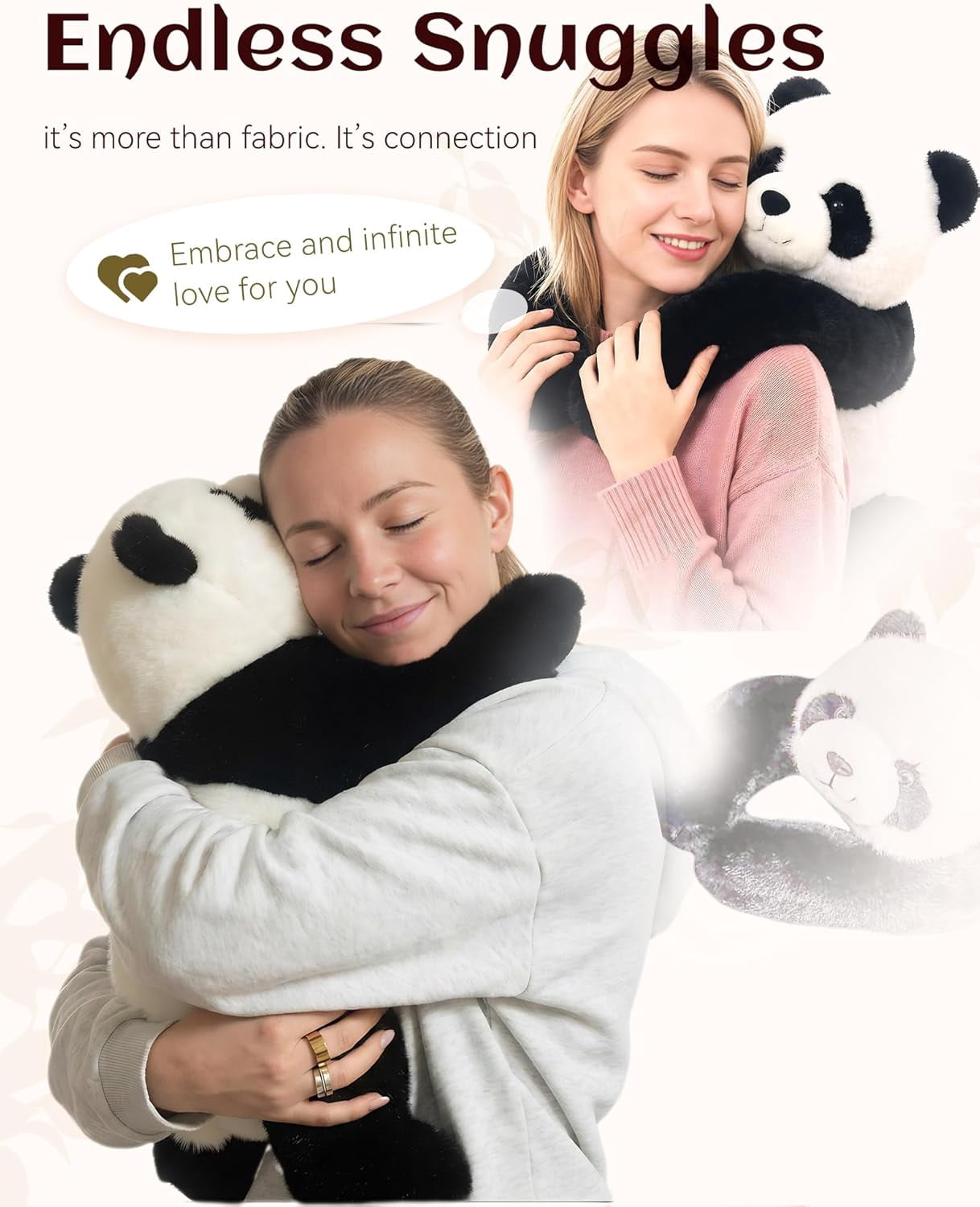 Weighted Stuffed Animal – Panda, Sloth, Bear, Koala, Raccoon & Dinosaur Plushie with Extra-Long Hugging Arms, Soft Huggable Stuffed Animal for Comfort (Panda, 25.6")