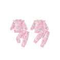 thumbnail image 2 of RUINIXCW Baby Girl 2Pcs Halloween Outfits Long Sleeve Bow Ghost Print Sweatshirt + Pants Set Toddler Clothes, 2 of 9