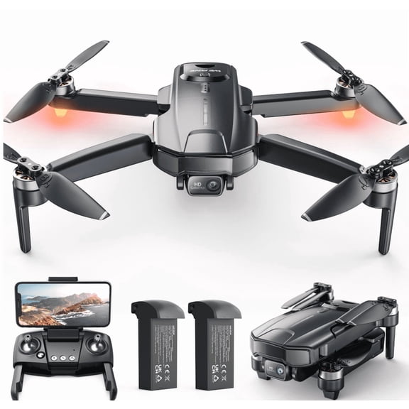 Drones with Camera for Adults 4K, Wefone WF31 GPS Foldable Quadcopter for Beginners with Brushless Motor, 5G Transmission, Follow Me, Auto Return, Waypoints, 2 Batteries for 50 Min Flight Time, Black