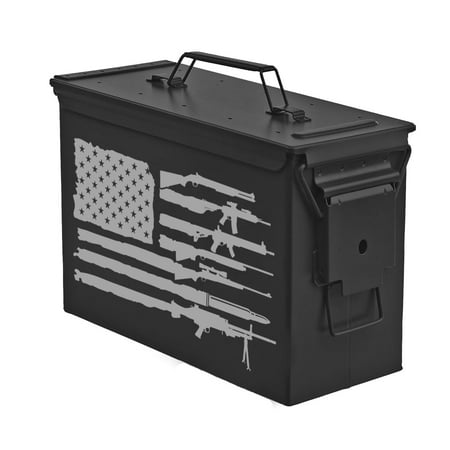 Steel Ammo Can Storage Box Ammunition Case American Gun Flag (30cal Black)