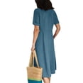 thumbnail image 2 of Gomelly Women Summer Dress Plus Size Sundress Casual Cotton Linen Ladies Plain Beach V Neck Sky Blue 4XL, 2 of 3