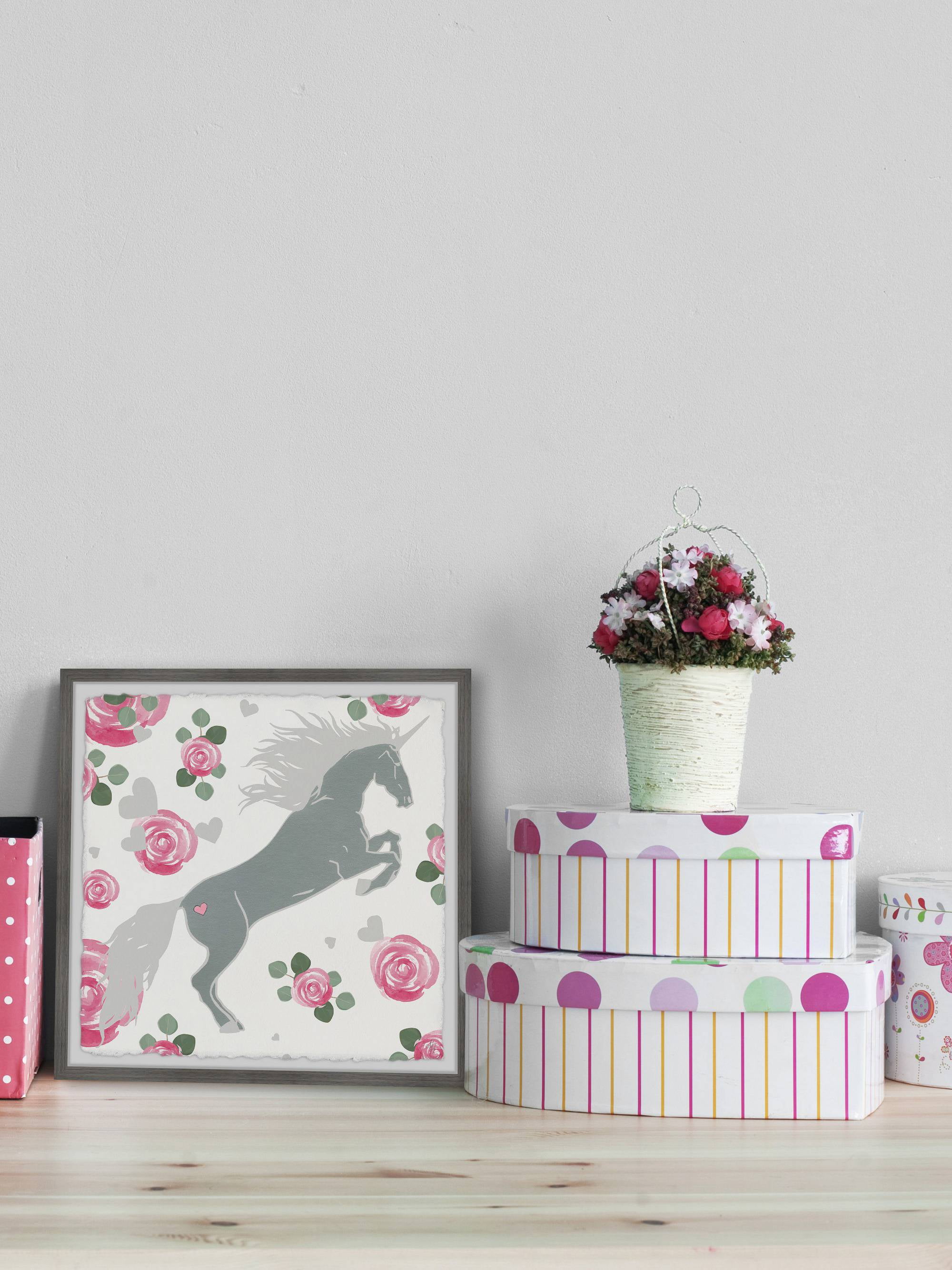 Marmont Hill Rose Unicorn Framed Wall Art