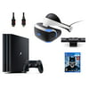 PlayStation VR Bundle 4 Items:VR Headset,Playstation Camera,PlayStation 4 Pro 1TB,VR Game Disc Arkham VR
