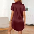 thumbnail image 5 of Fewfanhot Womens Summer Dresses Nightshirt for Women Button Down Nightgown Silk Short Sleeve Sleepshirt Notch Collar Sleepwear, 5 of 7