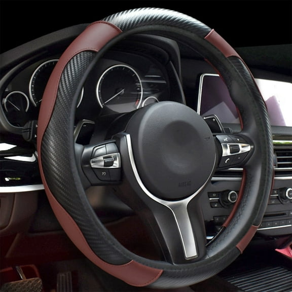Elegant Choise 15" Carbon Fiber Steering Wheel Cover - Anti-Slip & Breathable Wrap for Enhanced Grip & Driving Comfort