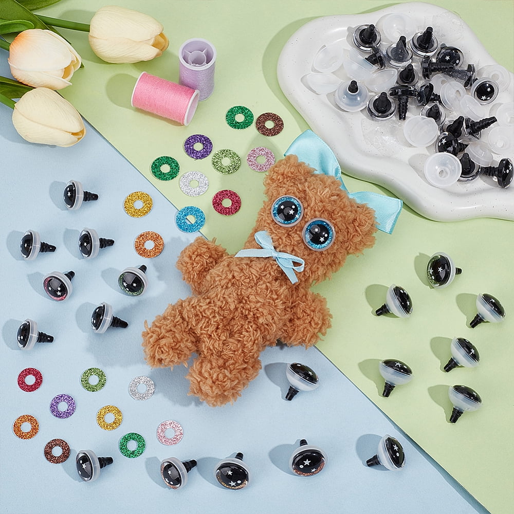 60 Sets 30 Styles Plastic Craft Eyes Safety Eyes with Scale Disc and Spacer Mixed Color 15.5~20.5x15.5~21.5mm 2bags/style