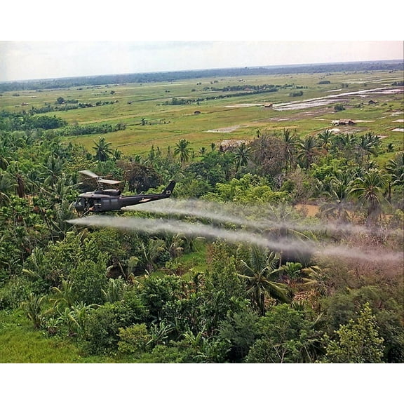 Vietnam War UH-1D Helicopter Defoliation Mission - 12x18 Inch Laminated Aviation Poster - Stunning Detail and Bold Colors