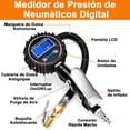 thumbnail image 4 of Manómetro Digital de Presión para llantas, 3-200PSI Medidor de Presión de Neumáticos con Pantalla LCD, Manguera y Acoplador, Calibrador de Llantas Profesional para Coche Motocicletas Camión, 4 of 7