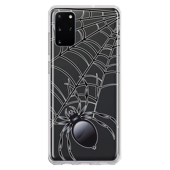 MUNDAZE Samsung Galaxy S20 Plus Étui de Téléphone Hybride Transparente Antichoc Noir Effrayant Spider Web Halloween Horreur Effrayant