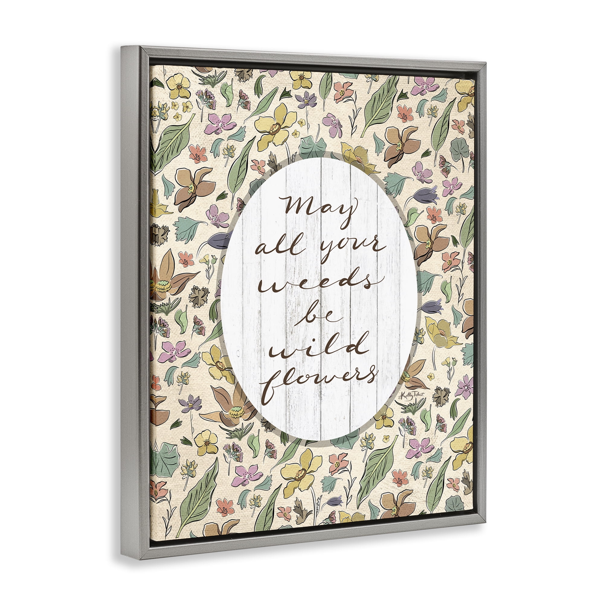 Stupell Industries Sentimental Wildflowers Phrase Plants & Flowers Painting Gray Floater Framed Canvas Art Print Wall Art, 25 x 31