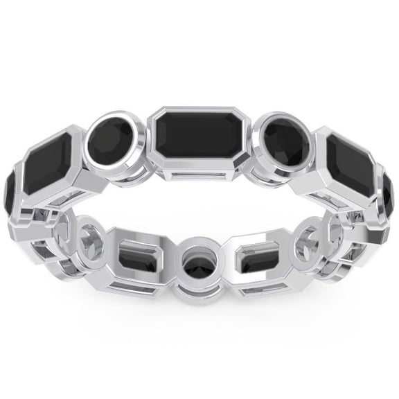 5.00 Carat Emerald Cut Black Onyx Gemstone Beautiful Anniversary Eternity Band for Ladies Solid 14K White Gold Size 7 by Diamond-Capitals