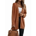 thumbnail image 3 of Womens Oversized Cardigan Sweaters Open Front Cable Knit Lantern Long Sleeve Chunky Outwear Coats Camel Color S, 3 of 10