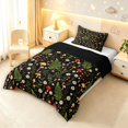 thumbnail image 2 of Homewish Retro Botanical Mushroom Twin Comforter Sets,Vintage Fungus Plant Bedding Set,Black,Black Reversible,2 Pieces,1 Comforter and 1 Pillowcase, 2 of 7