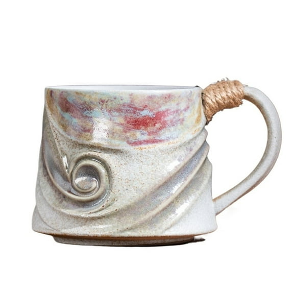 ZDM Creative Spiral Hemp Rope Ceramic Cup Retro Rough Pottery Coffee Cup Office Mugs and Water Cups