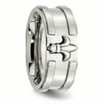 thumbnail image 5 of Stainless Steel Fleur de lis 10mm Brushed & Polished Band, 5 of 12