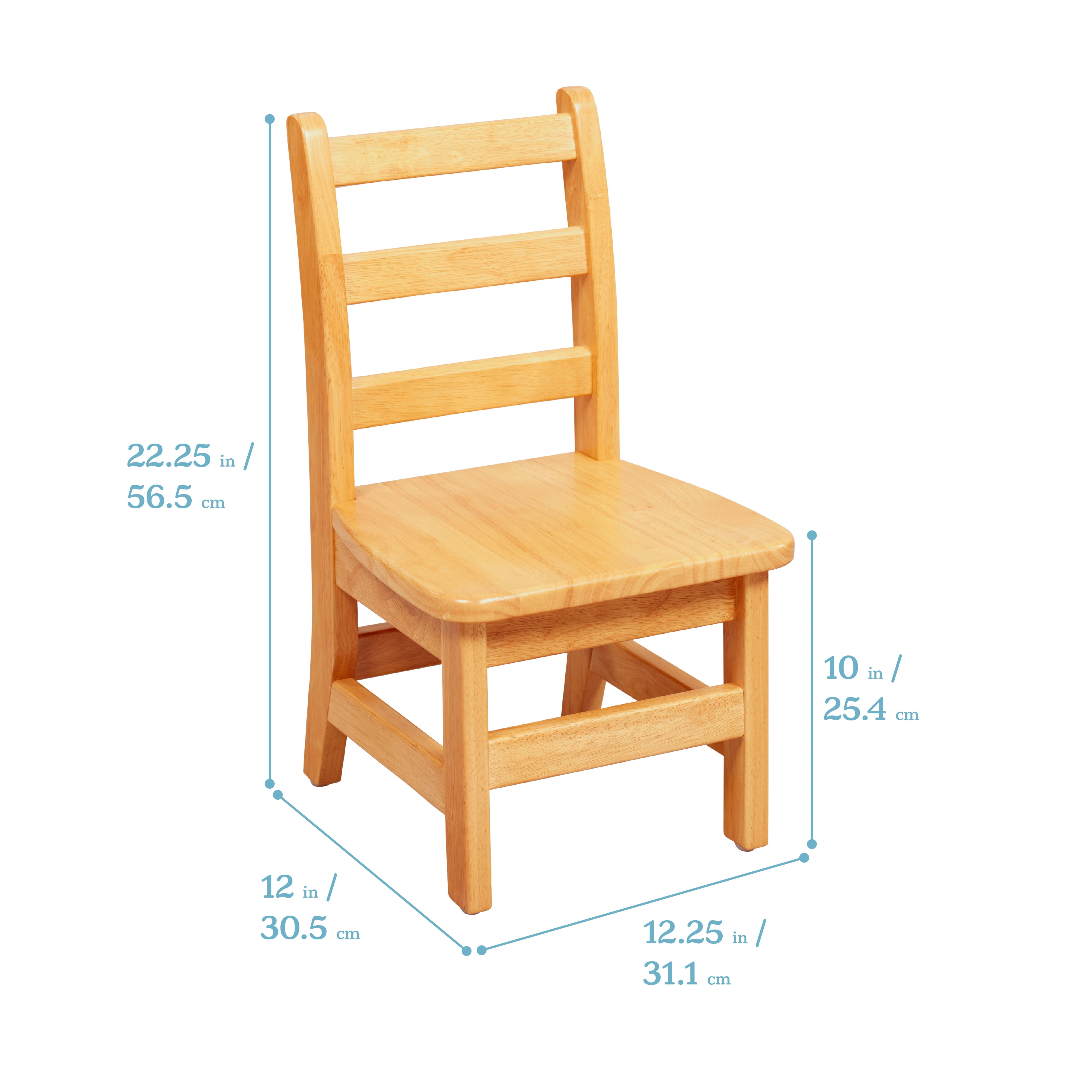 ECR4Kids 24in Square Hardwood Table with 20in Legs and 10in Chairs, Kids Furniture, Honey, 3-Piece