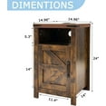 thumbnail image 2 of Brown Farmhouse Nightstand Set of 2, Rustic End Table with Barn Door and Shelf, Bedside Table with Charging Station for Living Room, Bedroom, 2 of 17