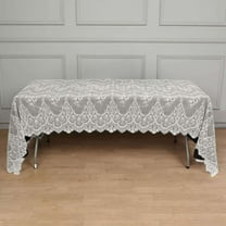 Efavormart 120"x60" Ivory Premium Lace Rectangle Tablecloth Vintage Rustic Decor With Scalloped Frill Edges