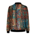 thumbnail image 3 of Dasayo Full-Zip Womens Coats Boho Brown Bomber Jackets Floral Fashion Light Long Sleeve Outerwear Womens Jacket L, 3 of 4