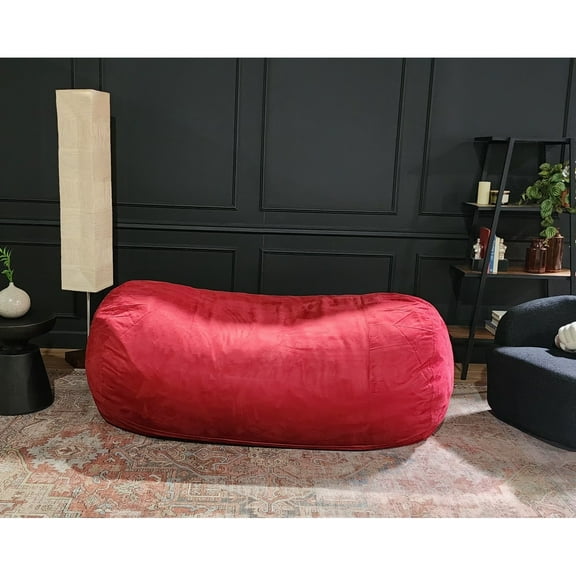 Red Microfiber Cylindrical Bean Bag 85x50x30 Inch Modern and Comfortable Cozy Suede Couch Bed