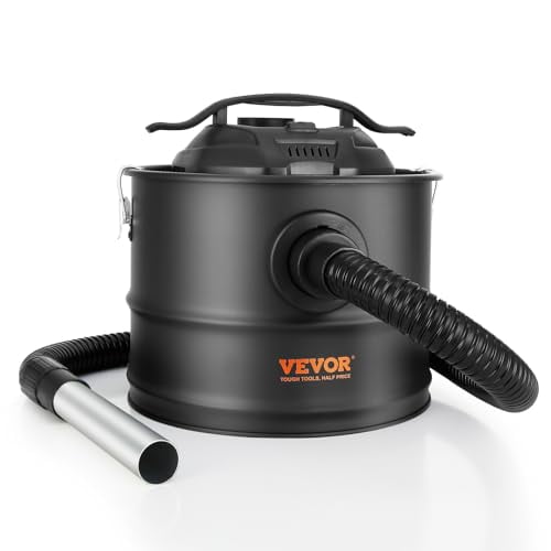 Aspiradora de cenizas VEVOR de 15 litros, 1200 W, potente aspiración, con ruedas y manguera flexible de 120 cm, ideal para parrillas, chimeneas, hornos de pizza, estufas de leña, estufas de pellets y