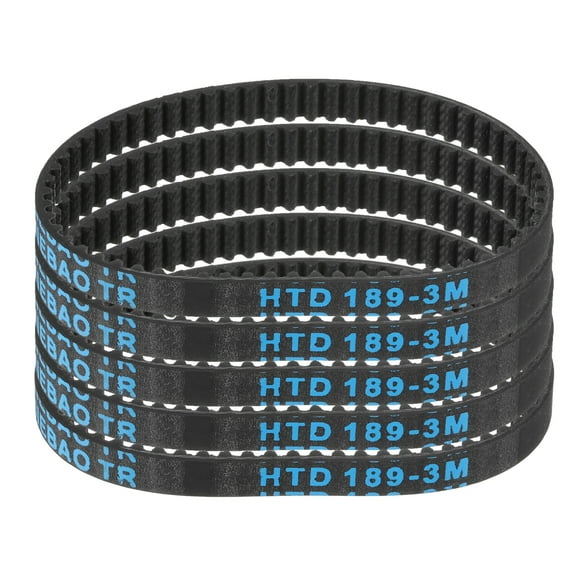 5 Packs HTD-3M Rubber Timing Belt 63 Teeth, 189mm Pitch Length x 6mm Width x 2.4mm Height, Pulley Timing Belt