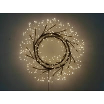 Hi-Line Gifts Pre-Lit LED Floral Branch Christmas Wreath - 23.5" - Warm White Lights