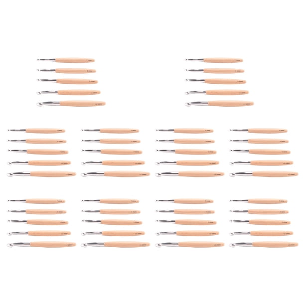 50X Juego de Agujas de Crochet Grandes con Manejar de Madera de , Agujas de Crochet para Hilo Grueso, TamañO 7 mm, 8 mm, 9 mm, 50 mm, 12 mm