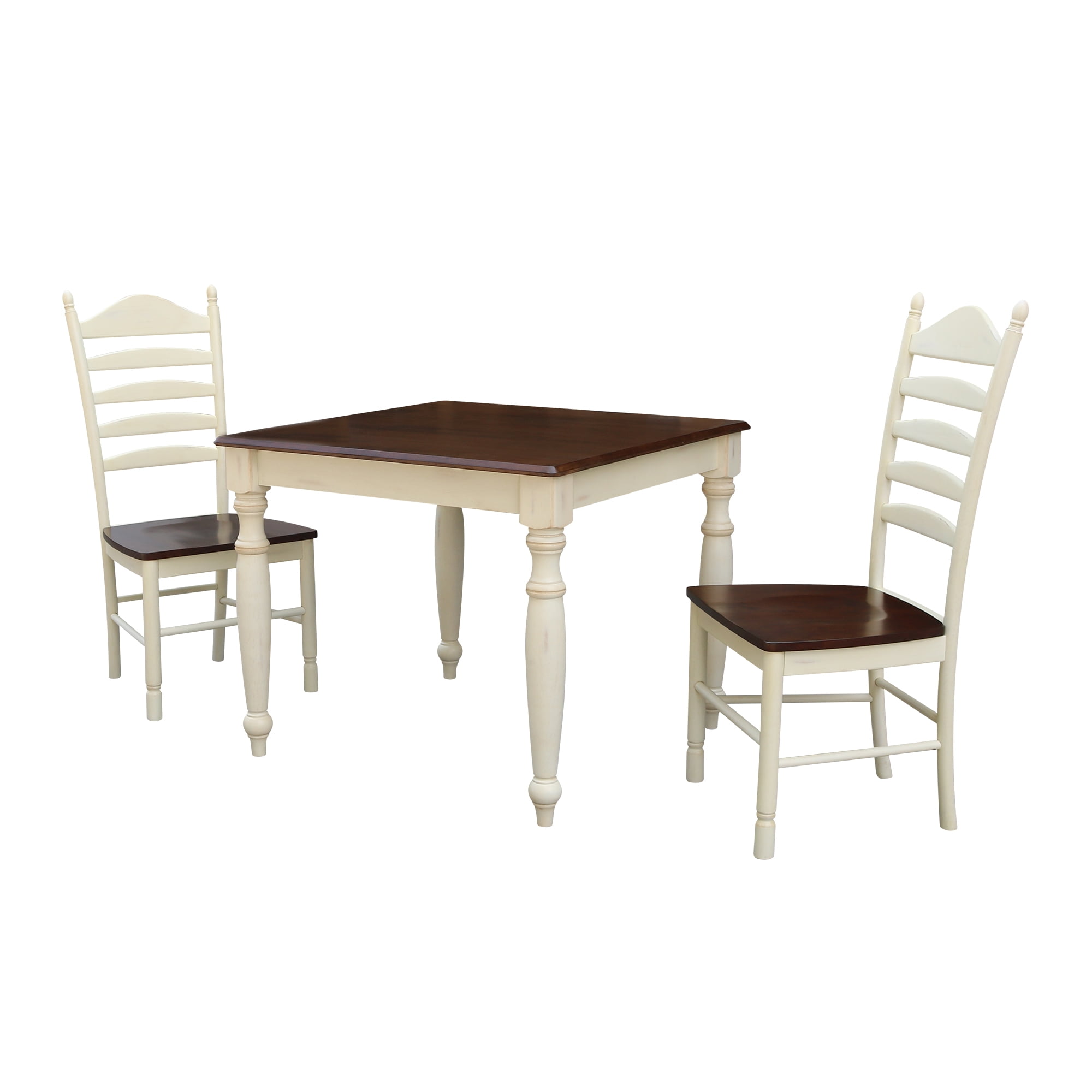 36x36 Dining Table With 2 Ladderback Chairs Alabaster Espresso 3 Piece Set 36x36 Dining Table With 2 Ladderback Chairs Alabaster Espresso 3 Piece Set